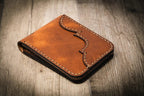 Bull Sheath Leather Western Bifold Wallet -  Chestnut Brown