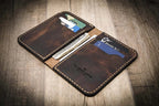 Bull Sheath Leather Western Vertical Wallet - Walnut Brown