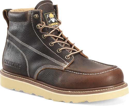 CAROLINA Boots Carolina Men's 6" Flatiron Moc Toe Brown Work Boots CA7043