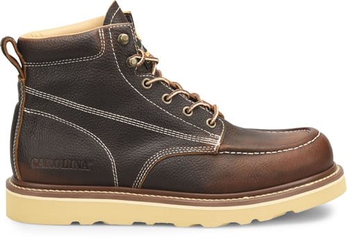 CAROLINA Boots Carolina Men's 6" Flatiron Moc Toe Brown Work Boots CA7043