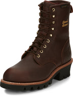 Chippewa Boots Boots Chippewa Men's Paladin Briar Brown Waterproof Insulated Steel Toe Logger Boots 73060