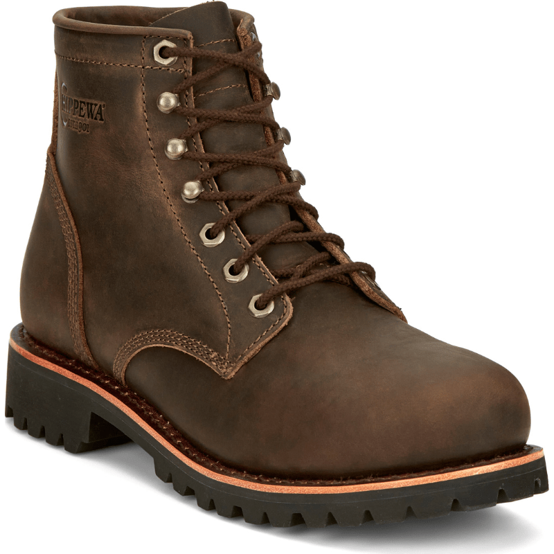 Chippewa Boots Chippewa Men's Brown Steel Toe Lace Up Work Boots NC2081