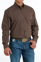 CINCH Mens - Shirt - Woven - Long Sleeve - Button Cinch Men's Geometric Print Brown Button Down Long Sleeve Western Shirt MTW1105654