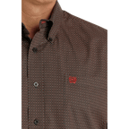 CINCH Mens - Shirt - Woven - Long Sleeve - Button Cinch Men's Geometric Print Brown Button Down Long Sleeve Western Shirt MTW1105654