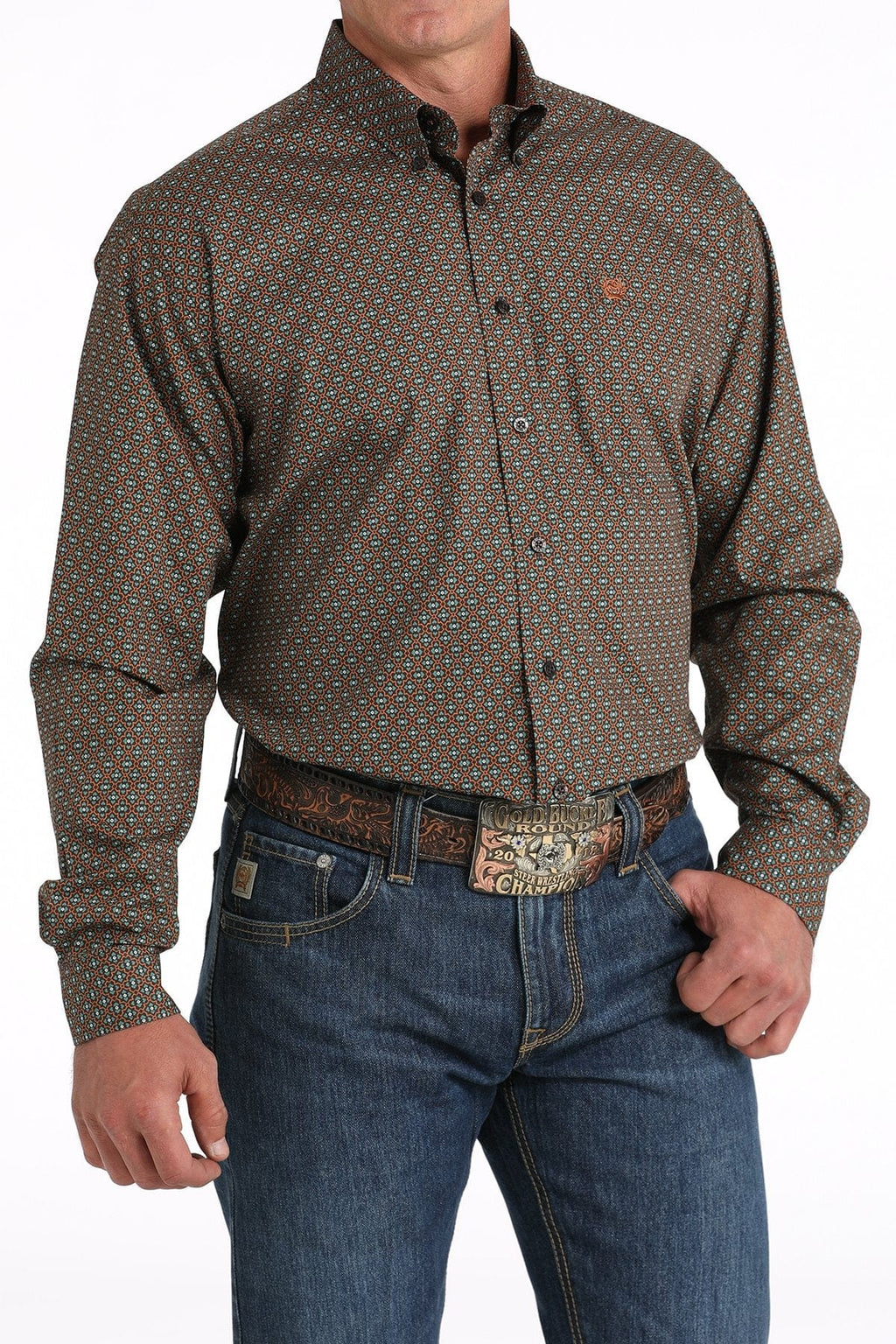 CINCH Mens - Shirt - Woven - Long Sleeve - Button Cinch Men's Geometric Print Button-Down Western Shirt MTW1105825