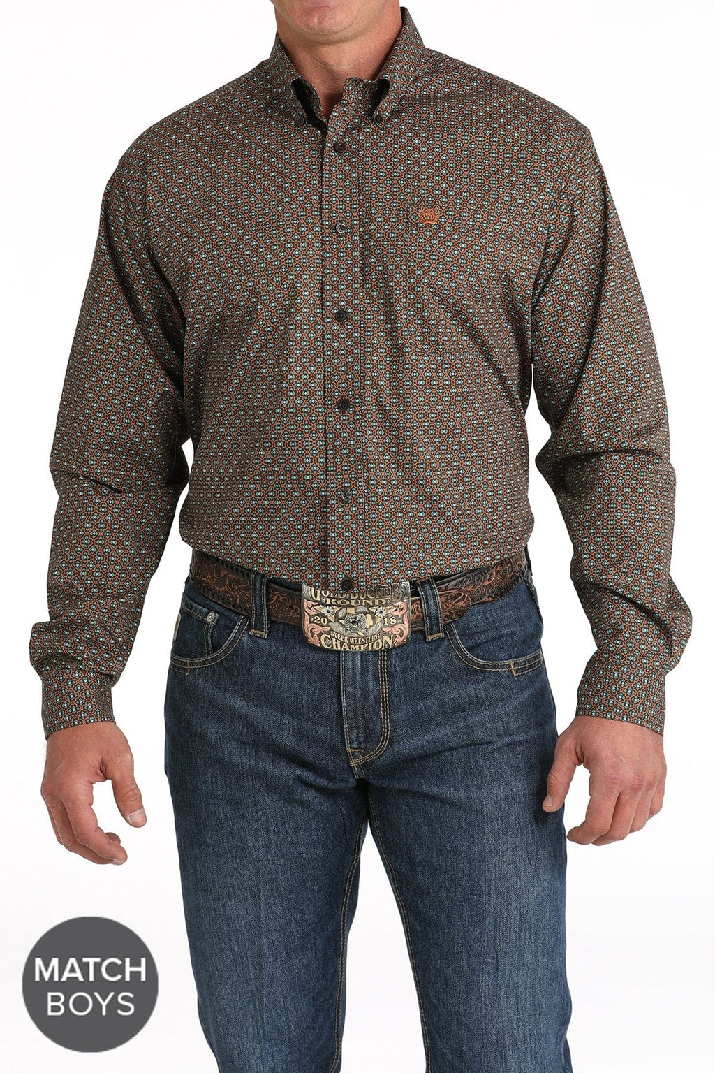 CINCH Mens - Shirt - Woven - Long Sleeve - Button Cinch Men's Geometric Print Button-Down Western Shirt MTW1105825