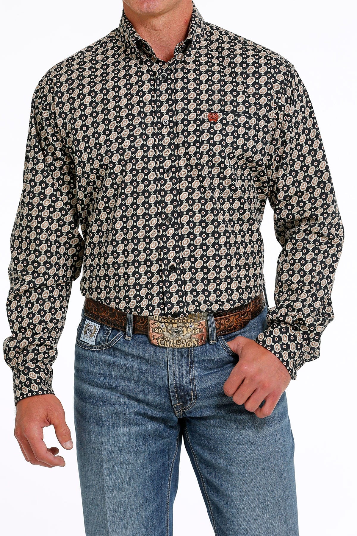 Cinch Boys Geometric Print Western Shirt XL