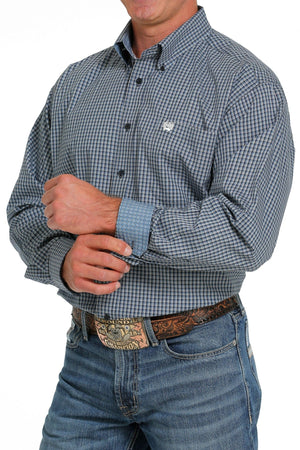 Cinch Men's Navy Blue Plaid Long Sleeve Button Down Western Cinch Men's Navy Blue Plaid Long Sleeve Button Down Western