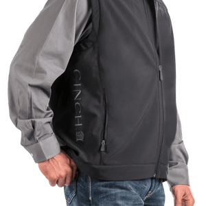 CINCH Outerwear Cinch Men's Black Solid Bonded Softshell Vest MWV1012010