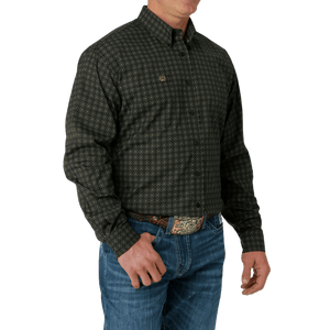 Cinch Shirts Cinch Men's Black Geometric Print Long Sleeve Button Down Western Shirt MTW1105663