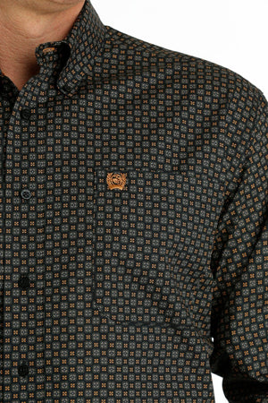 Cinch Shirts Cinch Men's Black Geometric Print Long Sleeve Button Down Western Shirt MTW1105671