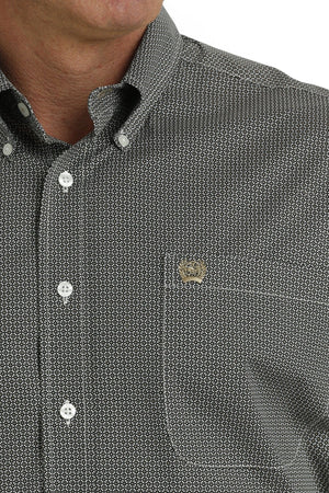 Cinch Shirts Cinch Men's Black Geometric Print Long Sleeve Button Down Western Stretch Shirt MTW1105720