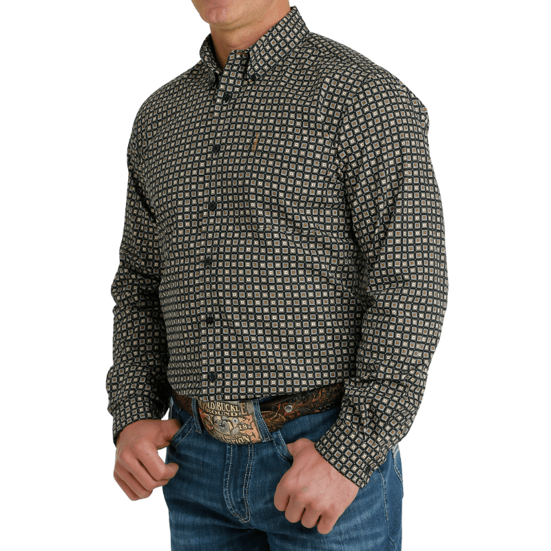 Cinch Shirts Cinch Men's Black Modern Fit Long Sleeve Button Down Western Shirt MTW1347090