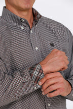 CINCH Shirts Cinch Men's Blue/Brown Classic Fit Long Sleeve Button Down Shirt MTW1105451