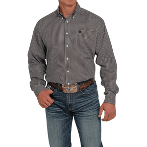 CINCH Shirts Cinch Men's Blue/Brown Classic Fit Long Sleeve Button Down Shirt MTW1105451