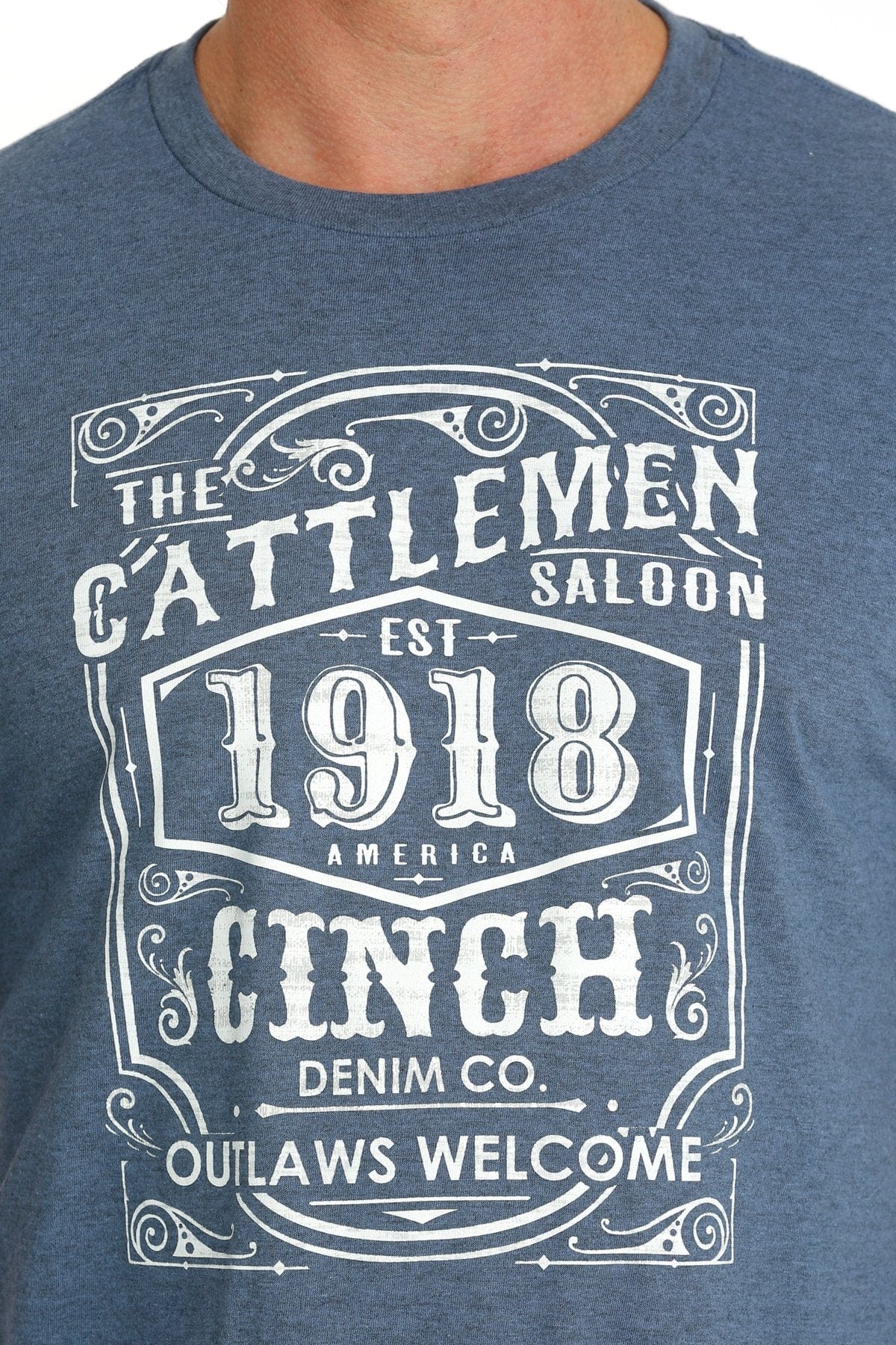 Cinch Shirts Cinch Men's Blue Cattlemen Saloon Short Sleeve T-Shirt MTT1690603
