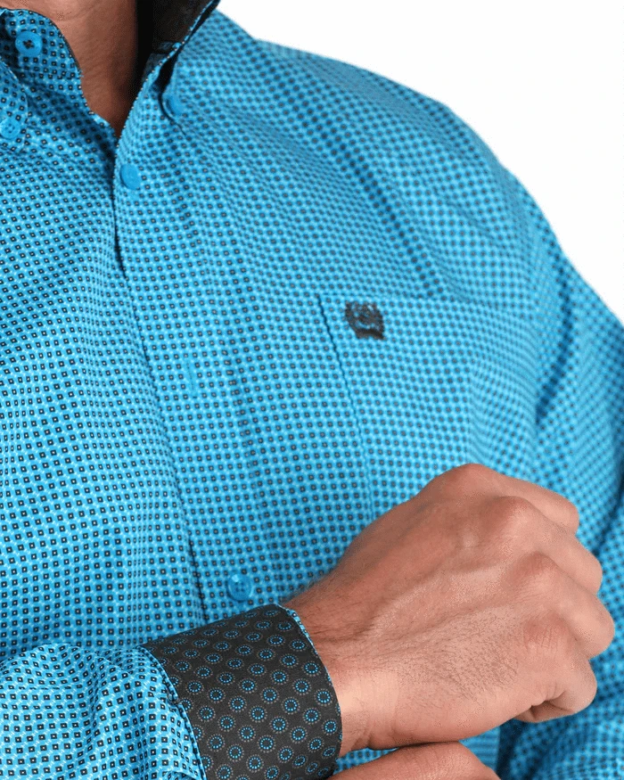 CINCH Shirts Cinch Men's Blue Geometric Button Down Western Shirt MTW1105956