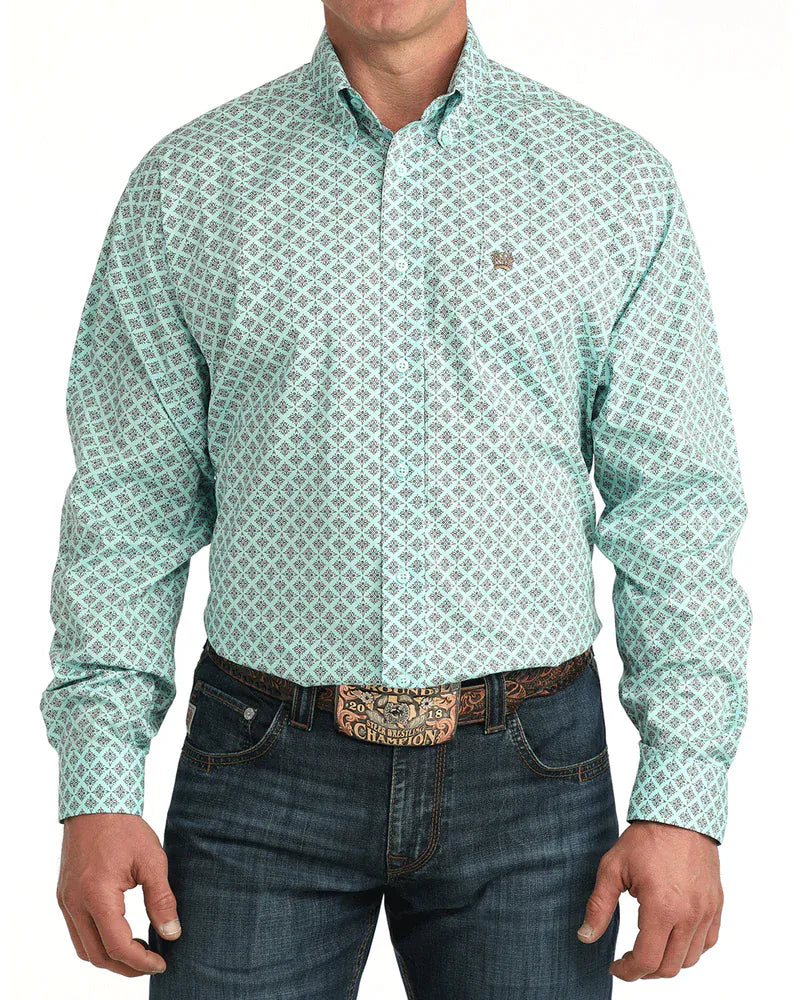 CINCH Shirts Cinch Men's Blue Medallion Stretch Fit Button Down Western Shirt MTW1106060