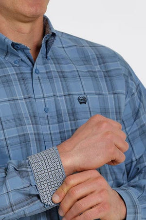 CINCH Shirts Cinch Men's Blue Plaid Button Down Western Long Sleeve Shirt MTW1105332