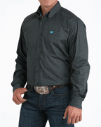 CINCH Shirts Cinch Men's Charcoal Geometric Button Down Western Shirt MTW1105957