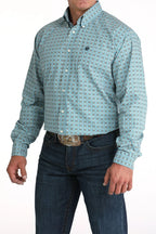 CINCH Shirts Cinch Men's Geometric Blue Button Down Western Shirt MTW1105955