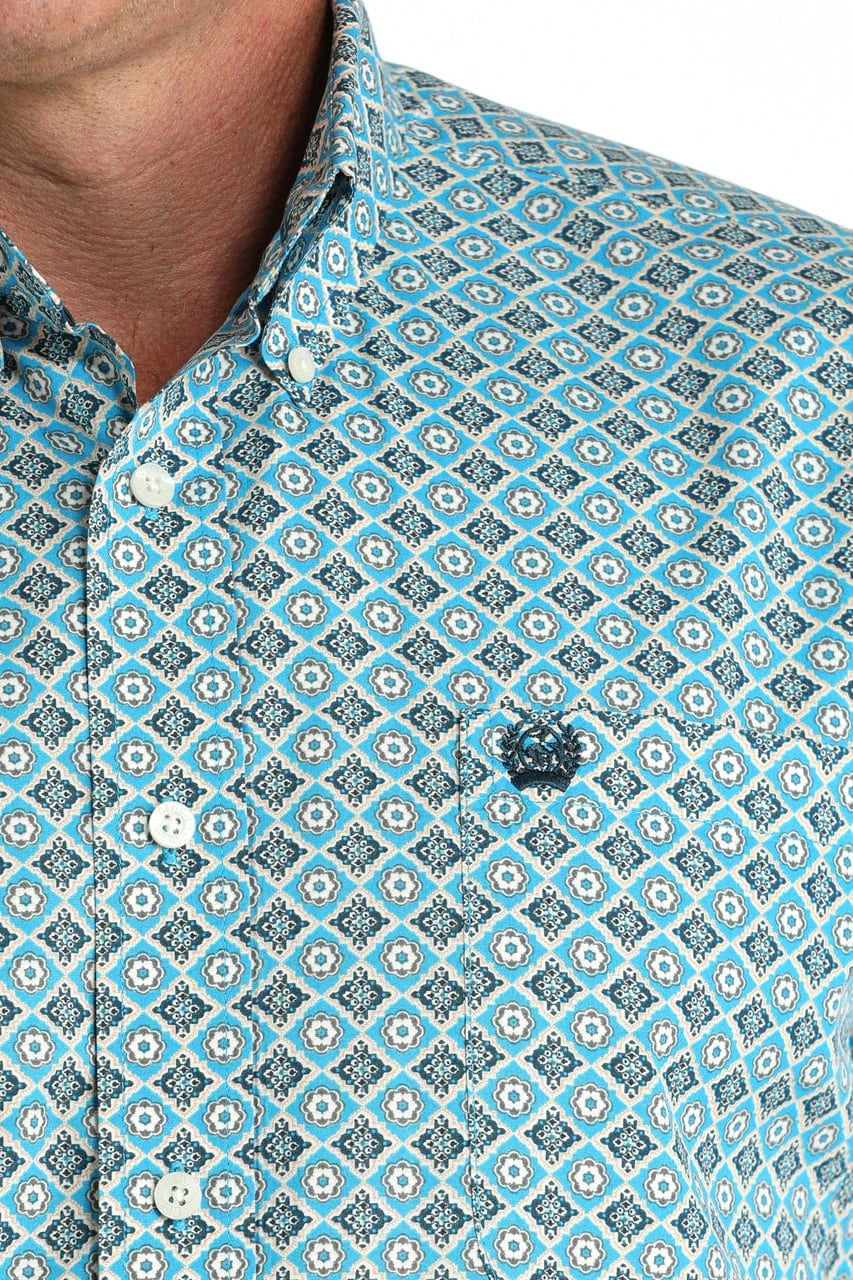 CINCH Shirts Cinch Men's Geometric Blue Button Down Western Shirt MTW1105955