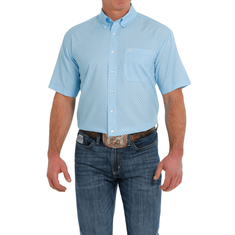Cinch Men's Geometric Print Arenaflex Light Blue Button Down Short Sle -  Russell's Western Wear, Inc.