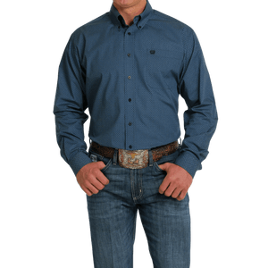 CINCH Shirts Cinch Men's Geometric Print Blue Long Sleeve Button Down Western Shirt MTW1105510