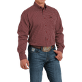 CINCH Shirts Cinch Men's Geometric Print Burgundy Long Sleeve Button Down Western Shirt MTW1105528