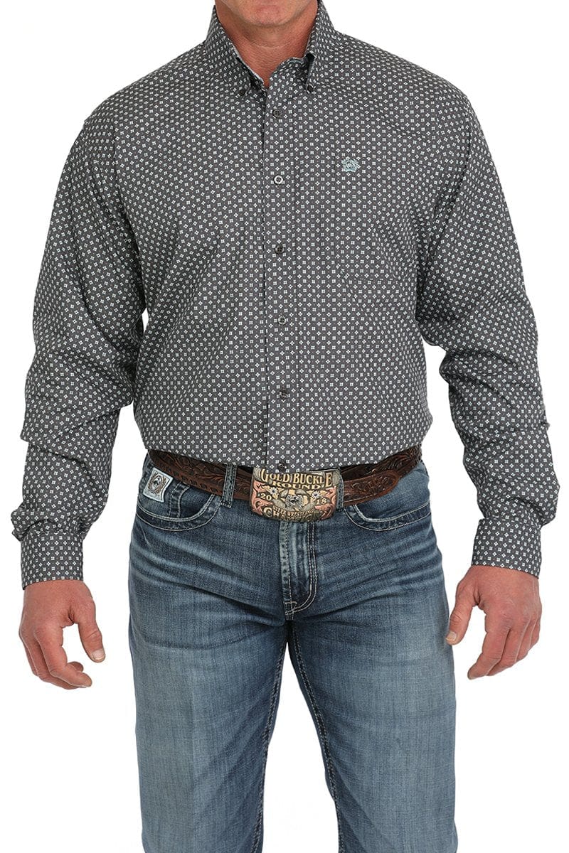 CINCH Shirts Cinch Men's Geometric Print Gray Button Down Western Shirt MTW1105894