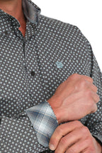 CINCH Shirts Cinch Men's Geometric Print Gray Button Down Western Shirt MTW1105894