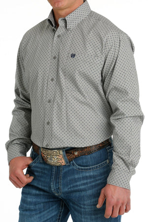 Cinch Shirts Cinch Men's Gray Geometric Print Long Sleeve Button Down Western Shirt MTW1105698