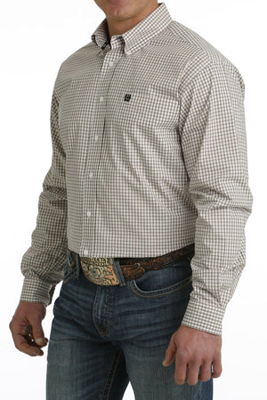 Cinch Shirts Cinch Men's Khaki Plaid Long Sleeve Button Down Western Shirt MTW1105718