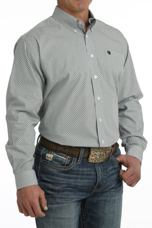 Cinch Shirts Cinch Men's Light Blue Geometric Print Long Sleeve Button Down Western Shirt MTW1105731