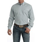 Cinch Shirts Cinch Men's Light Blue Geometric Print Long Sleeve Button Down Western Shirt MTW1105734