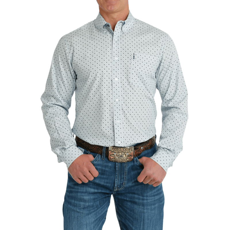 CINCH Shirts Cinch Men's Light Blue Modern Fit Long Sleeve Button Down Western Shirt MTW1347092
