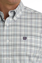 Cinch Shirts Cinch Men's Light Blue Plaid Long Sleeve Button Down Western Shirt MTW1105733