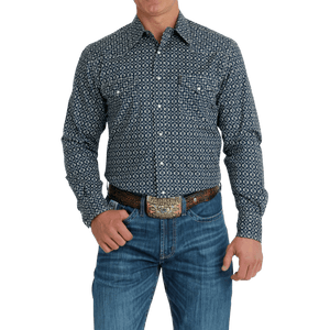 Cinch Shirts Cinch Men's Navy Modern Fit Long Sleeve Western Snap Shirt MTW1303073