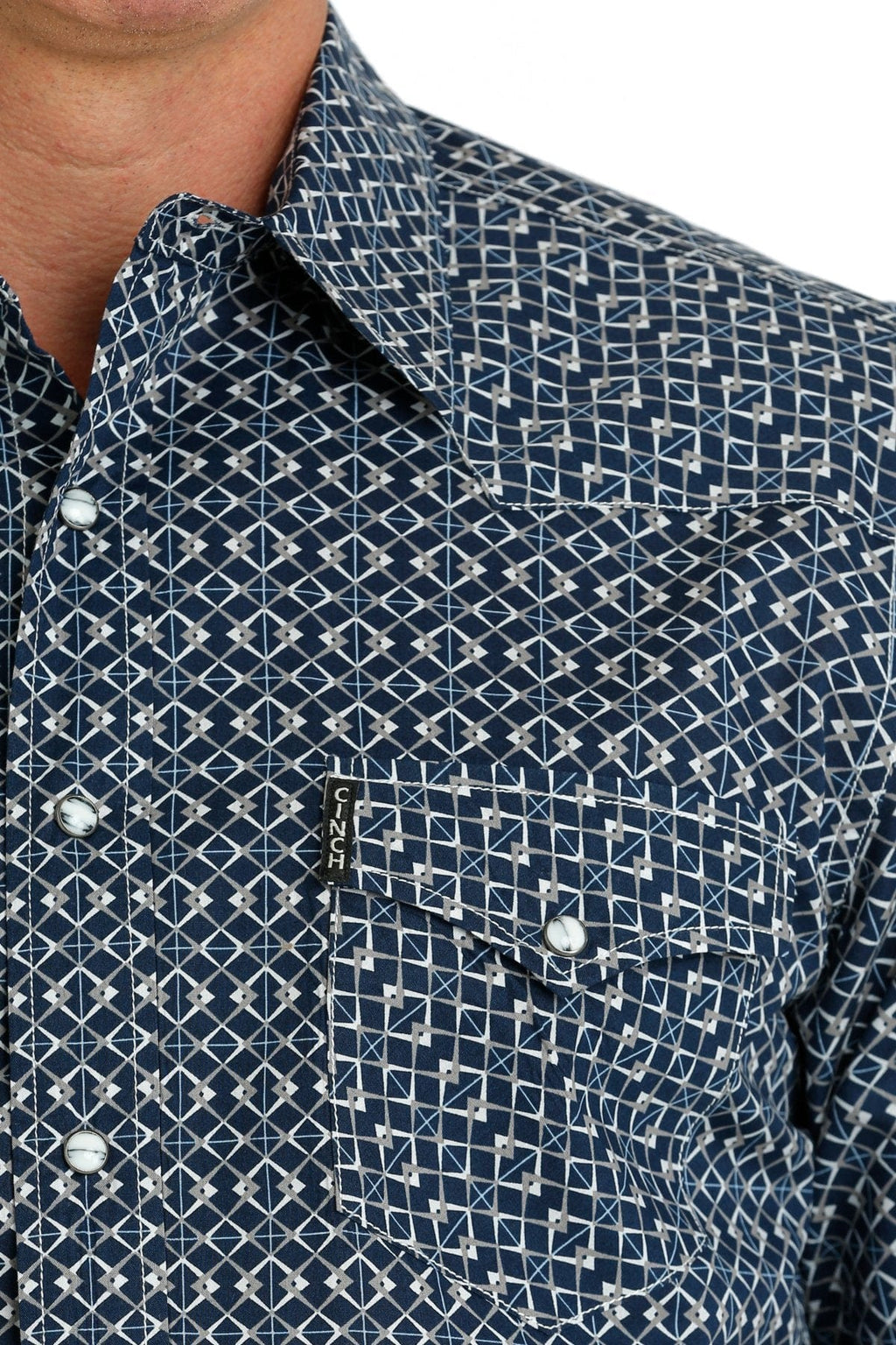Cinch Shirts Cinch Men's Navy Modern Fit Long Sleeve Western Snap Shirt MTW1303073