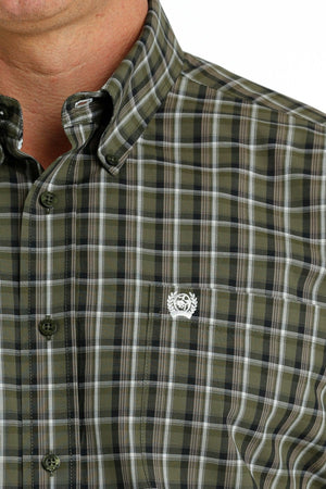 Cinch Shirts Cinch Men's Olive Plaid Long Sleeve Button Down Western Shirt MTW1105662