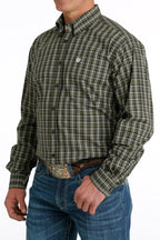 Cinch Shirts Cinch Men's Olive Plaid Long Sleeve Button Down Western Shirt MTW1105662