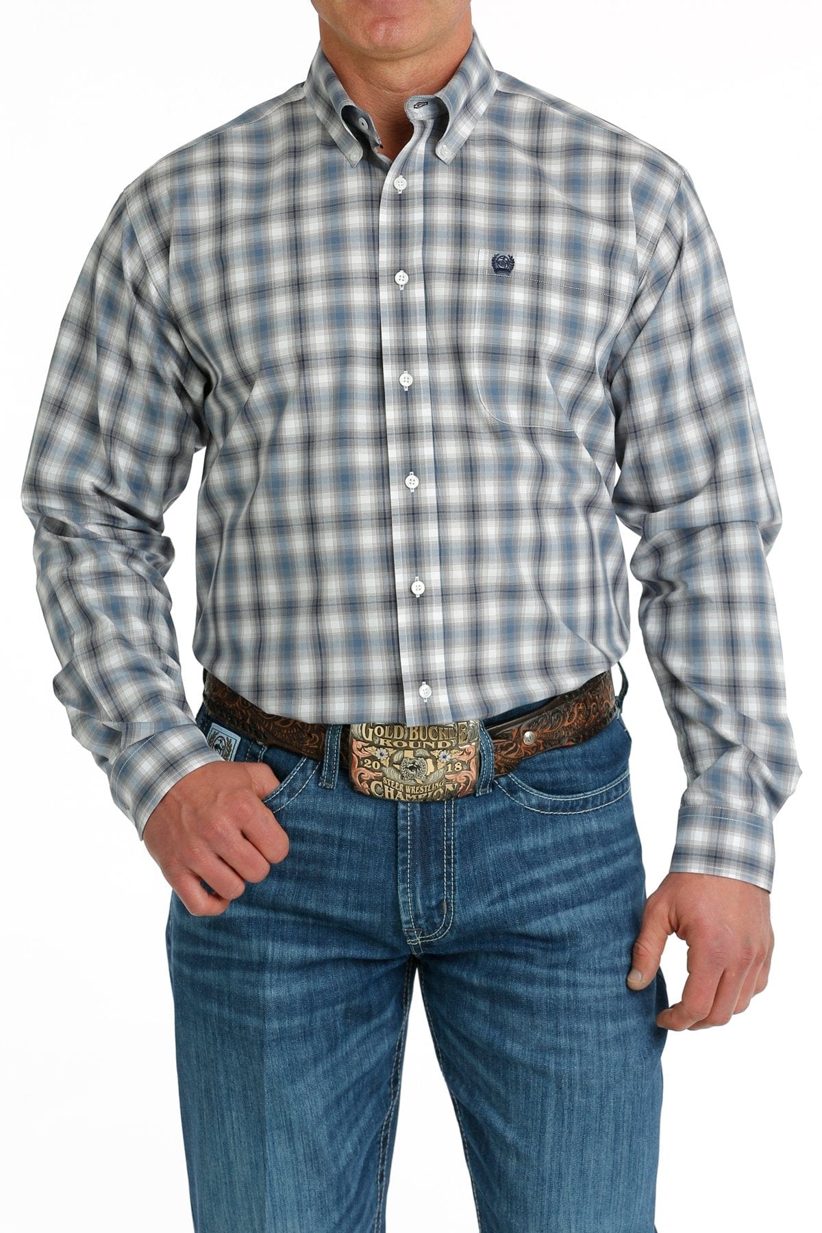 Cinch Men's Plaid Long Sleeve Button Down western Shirt MTW1105697