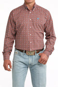CINCH Shirts Cinch Men's Red & Blue Geo Print Button Down Western Shirt MTW1106097