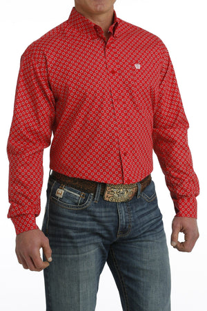 Cinch Shirts Cinch Men's Red Medallion Print Long Sleeve Button Down Western Shirt MTW1105727