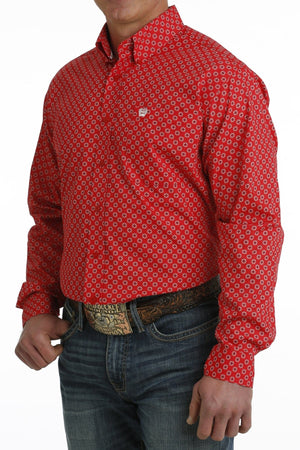 Cinch Shirts Cinch Men's Red Medallion Print Long Sleeve Button Down Western Shirt MTW1105727