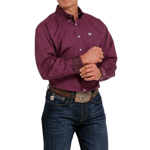 CINCH Shirts Cinch Men's Sangria Purple Button Down Western Long Sleeve Shirt MTW1105484