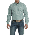 Cinch Shirts Cinch Men's Turquoise/White Paisley Print Long Sleeve Button Down Western Shirt MTW1105704