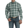 Cinch Shirts Cinch Men's Turquoise/White Plaid Long Sleeve Button Down Western Shirt MTW1105705