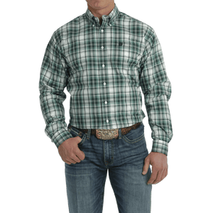 Cinch Shirts Cinch Men's Turquoise/White Plaid Long Sleeve Button Down Western Shirt MTW1105705