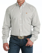 CINCH Shirts Cinch Men's White & Brown Plaid Button Up Western Shirt MTW1105983
